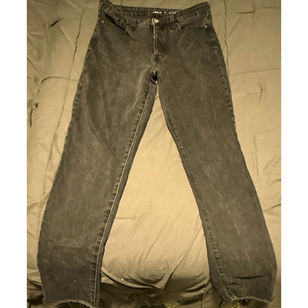 Old Navy Teens Straight Leg Medium Wash Black Denim Jeans Mid Rise 5-Pocket